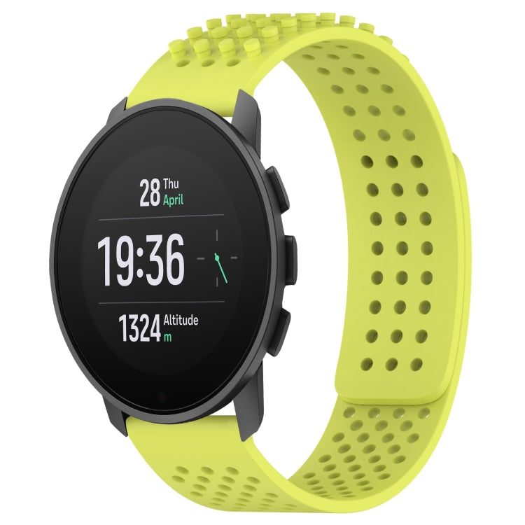 For SUUNTO 9 Peak Pro 22mm Holes Breathable 3D Dots Silicone Watch Band(Lime Green) -  by PMC Jewellery | Online Shopping South Africa | PMC Jewellery