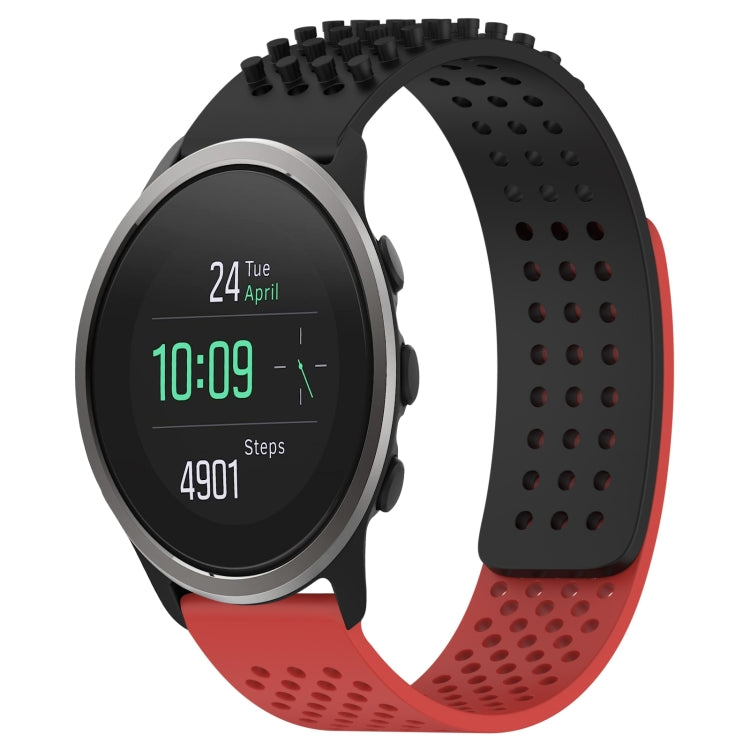 For SUUNTO 5 Peak 22mm Holes Breathable 3D Dots Silicone Watch Band(Black+Red) -  by PMC Jewellery | Online Shopping South Africa | PMC Jewellery