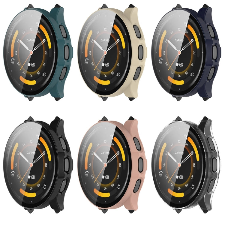 For Garmin Venu 3S PC + Tempered Film Integrated Watch Protective Case(Ivory White) - Watch Cases by PMC TechLife | Online Shopping South Africa | PMC TechLife | Buy Now Pay Later Mobicred