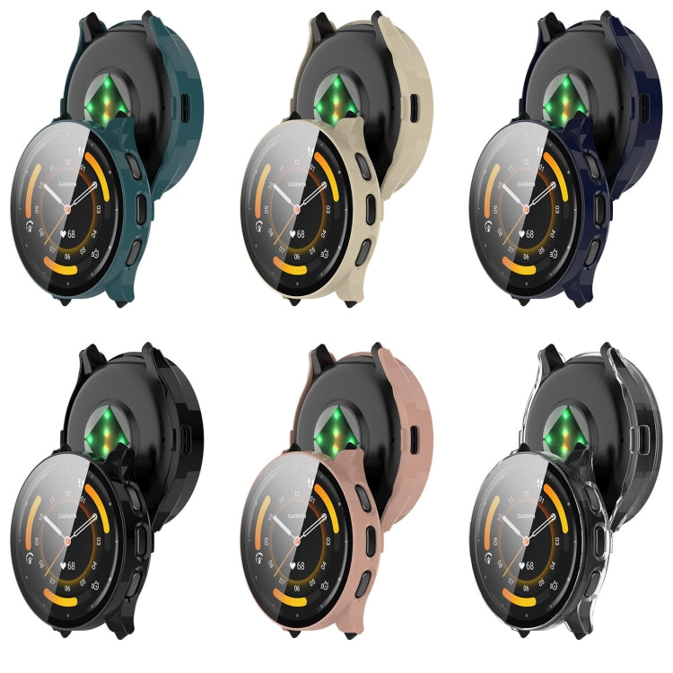 For Garmin Venu 3S PC + Tempered Film Integrated Watch Protective Case(Black) - Watch Cases by PMC TechLife | Online Shopping South Africa | PMC TechLife | Buy Now Pay Later Mobicred