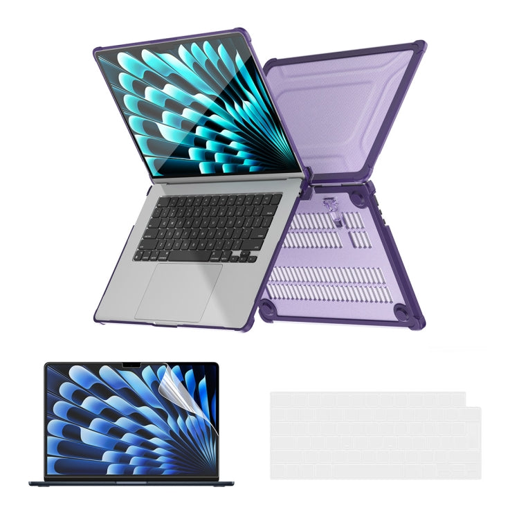 For MacBook Air 15.3 A2941/M3 2024 A3114 ENKAY Hat-Prince 3 in 1 Protective Bracket Case Cover Hard Shell with TPU Keyboard Film / PET Screen Protector, Version:EU(Purple) - free shipping - PMC TechLife - Order now!