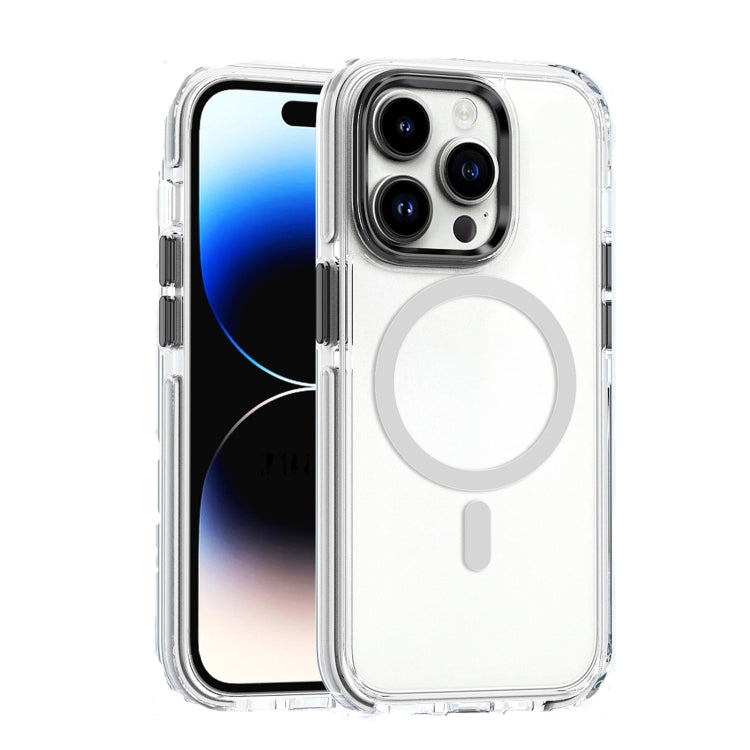 For iPhone 14 Pro Max Dual-color MagSafe TPU Hybrid Clear PC Shockproof Phone Case(White) - iPhone 14 Pro Max Cases by PMC Jewellery | Online Shopping South Africa | PMC Jewellery