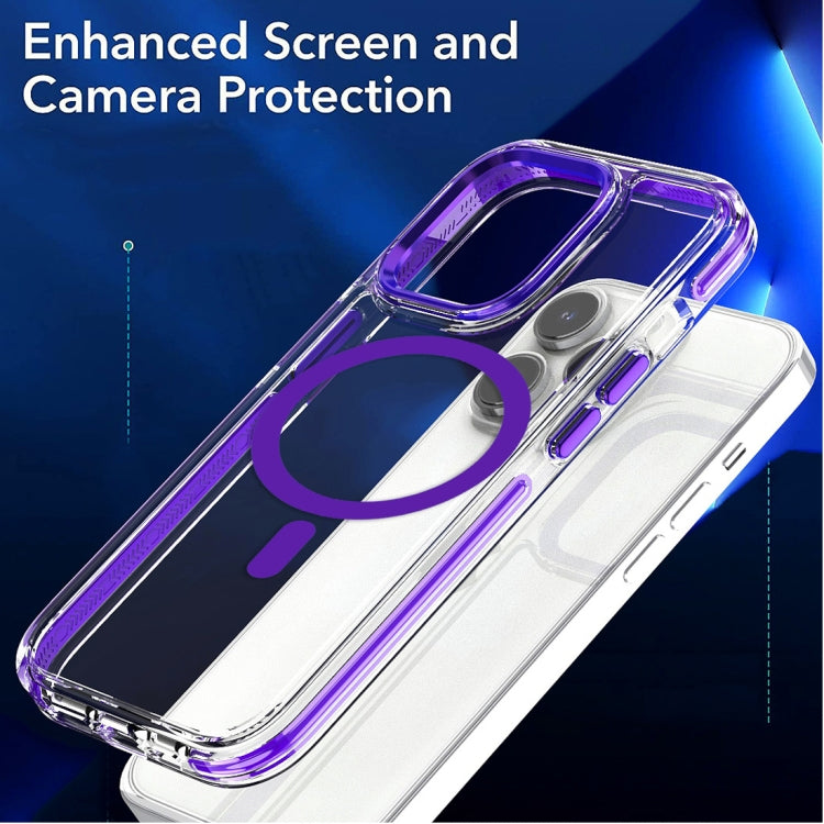 For iPhone 14 Pro Max Dual-color MagSafe TPU Hybrid Clear PC Shockproof Phone Case(White) - iPhone 14 Pro Max Cases by PMC TechLife | Online Shopping South Africa | PMC TechLife