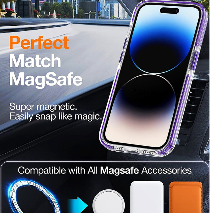 For iPhone 15 Pro Dual-color MagSafe TPU Hybrid Clear PC Shockproof Phone Case(Black) - iPhone 15 Pro Cases by PMC TechLife | Online Shopping South Africa | PMC TechLife