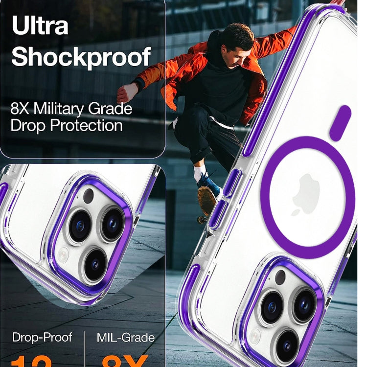 For iPhone 14 Plus Dual-color MagSafe TPU Hybrid Clear PC Shockproof Phone Case(Orange) - iPhone 14 Plus Cases by PMC Jewellery | Online Shopping South Africa | PMC Jewellery