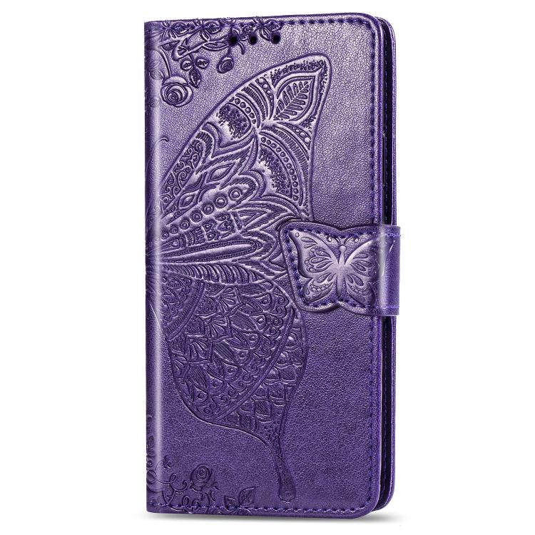 For iPhone 16e Butterfly Love Flower Embossed Leather Phone Case(Purple) - iPhone 16e Cases by PMC TechLife | Online Shopping South Africa | PMC TechLife | Buy Now Pay Later Mobicred