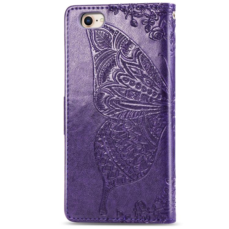 For iPhone 16e Butterfly Love Flower Embossed Leather Phone Case(Purple) - iPhone 16e Cases by PMC TechLife | Online Shopping South Africa | PMC TechLife | Buy Now Pay Later Mobicred