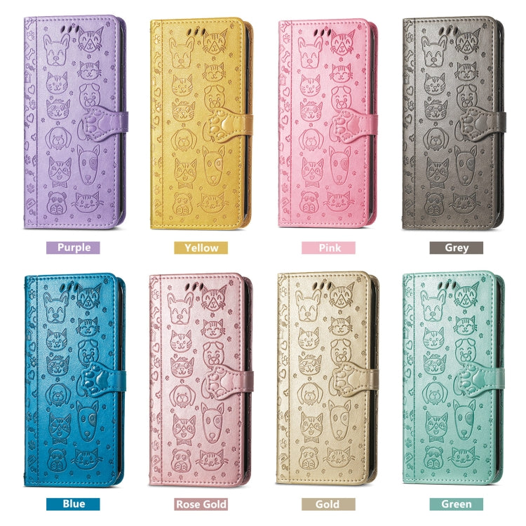 For iPhone 16e Cat and Dog Embossed Leather Phone Case(Pink) - iPhone 16e Cases by PMC TechLife | Online Shopping South Africa | PMC TechLife | Buy Now Pay Later Mobicred