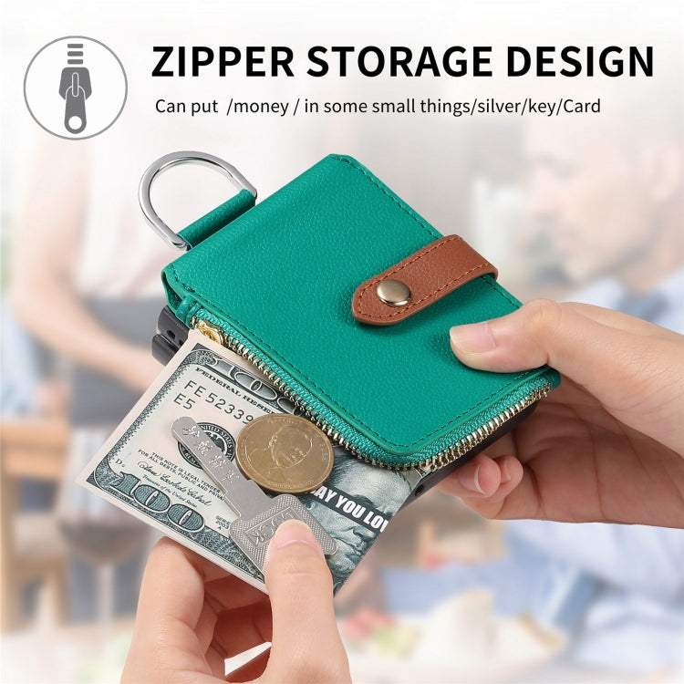 For OPPO Find N3 Flip Vertical Flip Zipper Wallet Ring Leather Phone Case(Green) - Find N3 Flip Cases by PMC Jewellery | Online Shopping South Africa | PMC Jewellery | Buy Now Pay Later Mobicred