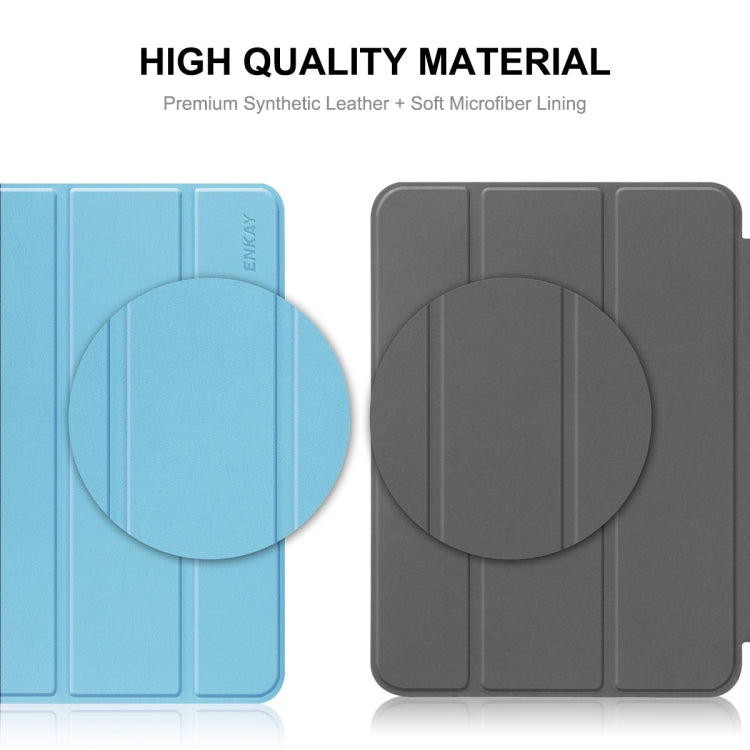 For Redmi Pad SE 11.0 ENKAY Tri-fold Custer Texture Leather Smart Tablet Case(Dark Green) - free shipping - PMc TechLife - Order now!