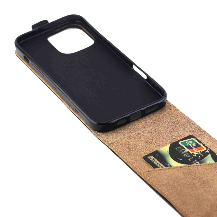 For iPhone 16 Pro Vertical Flip Leather Phone Case with Card Slot(Black) - iPhone 16 Pro Cases by PMC Jewellery | Online Shopping South Africa | PMC Jewellery | Buy Now Pay Later Mobicred