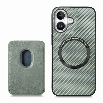 For iPhone 16 Plus Carbon Fiber Leather Card Magsafe Phone Case(Green) - iPhone 16 Plus Cases by PMC Jewellery | Online Shopping South Africa | PMC Jewellery | Buy Now Pay Later Mobicred