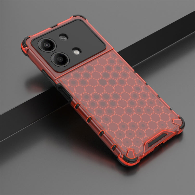For Redmi Note 13R Pro Shockproof Honeycomb Phone Case(Red) - Xiaomi Cases by PMC TechLife | Online Shopping South Africa | PMC TechLife | Buy Now Pay Later Mobicred