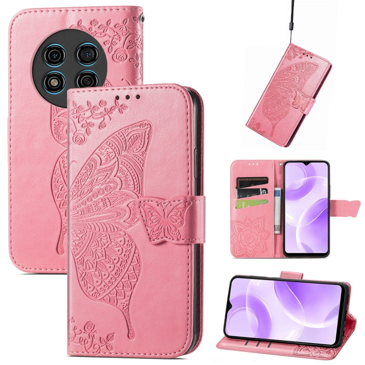 For Ulefone Note 15 Butterfly Love Flower Embossed Leather Phone Case(Pink) - Ulefone Cases by PMC Jewellery | Online Shopping South Africa | PMC Jewellery | Buy Now Pay Later Mobicred