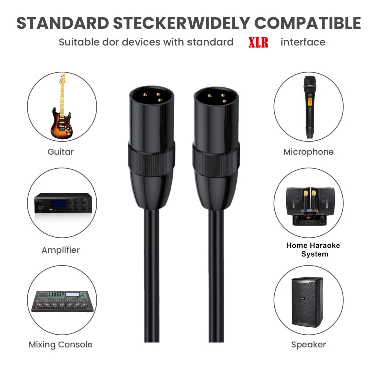 JUNSUNMAY XLR Male to Male Mic Cord 3 Pin Audio Cable Balanced Shielded Cable, Length:3m - Microphone Audio Cable & Connector by JUNSUNMAY | Online Shopping South Africa | PMC Jewellery | Buy Now Pay Later Mobicred