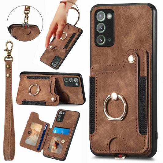 For Samsung Galaxy Note20  Ultra Retro Skin-feel Ring multi-card Wallet Phone Case(Brown) - Galaxy Note20 Ultra Cases by PMC Jewellery | Online Shopping South Africa | PMC Jewellery