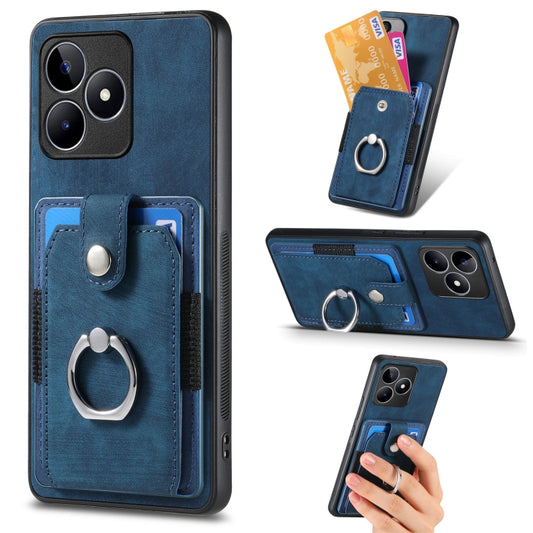 For Realme C53 4G Retro Skin-feel Ring Multi-card Wallet Phone Case(Blue) - Realme Cases by PMC Jewellery | Online Shopping South Africa | PMC Jewellery | Buy Now Pay Later Mobicred