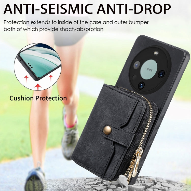 For Huawei Mate 60 Pro Crossbody Multi-function Zipper Wallet Phone Case(Black) - Huawei Cases by PMC TechLife | Online Shopping South Africa | PMC TechLife | Buy Now Pay Later Mobicred