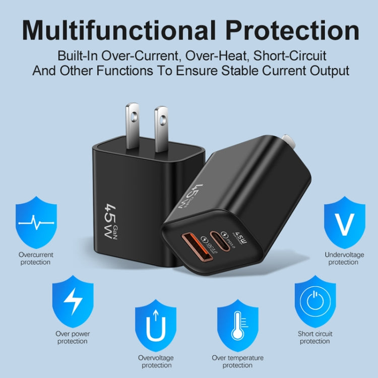 45PQ 45W PD25W + QC3.0 20W USB Fully Compatible Super Fast Charger, US Plug(Yellow) - USB Charger by PMC TechLife | Online Shopping South Africa | PMC TechLife