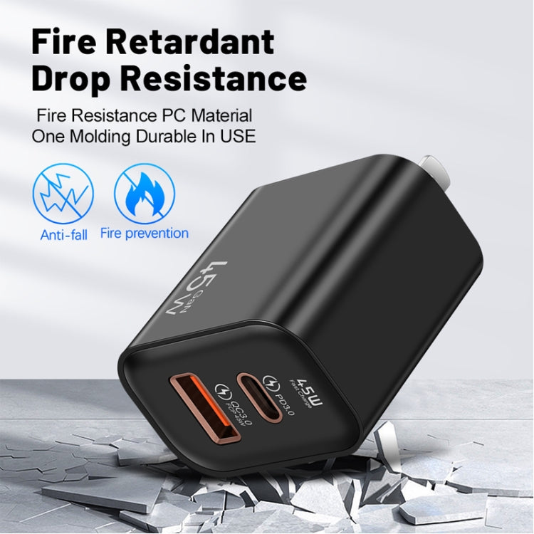 45PQ 45W PD25W + QC3.0 20W USB Fully Compatible Super Fast Charger, US Plug(Yellow) - USB Charger by PMC TechLife | Online Shopping South Africa | PMC TechLife