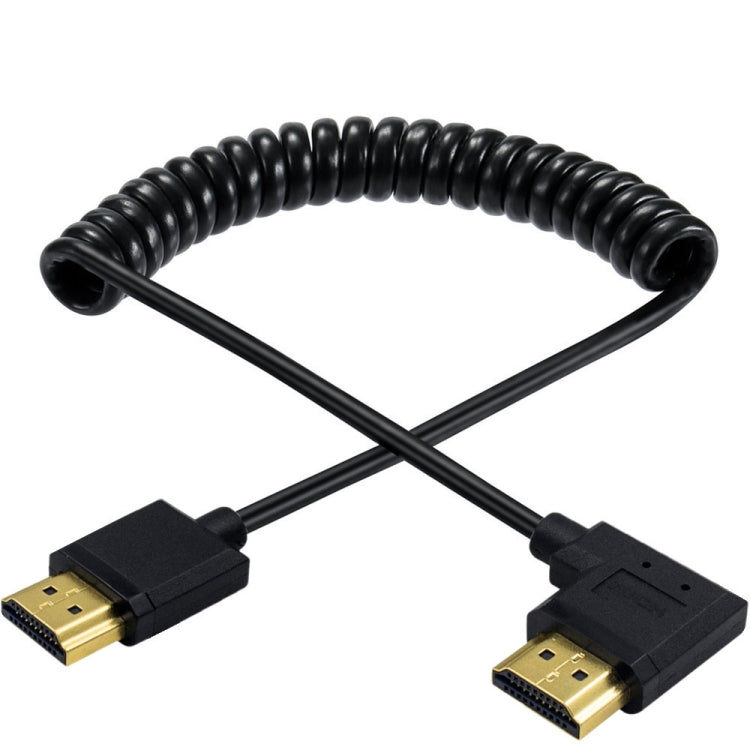 JUNSUNMAY 4K 60Hz HDMI Male to Male HDMI 2.0V Elbow Head Spring Cable, Length:1.2m(Right) - Cable by JUNSUNMAY | Online Shopping South Africa | PMC Jewellery | Buy Now Pay Later Mobicred