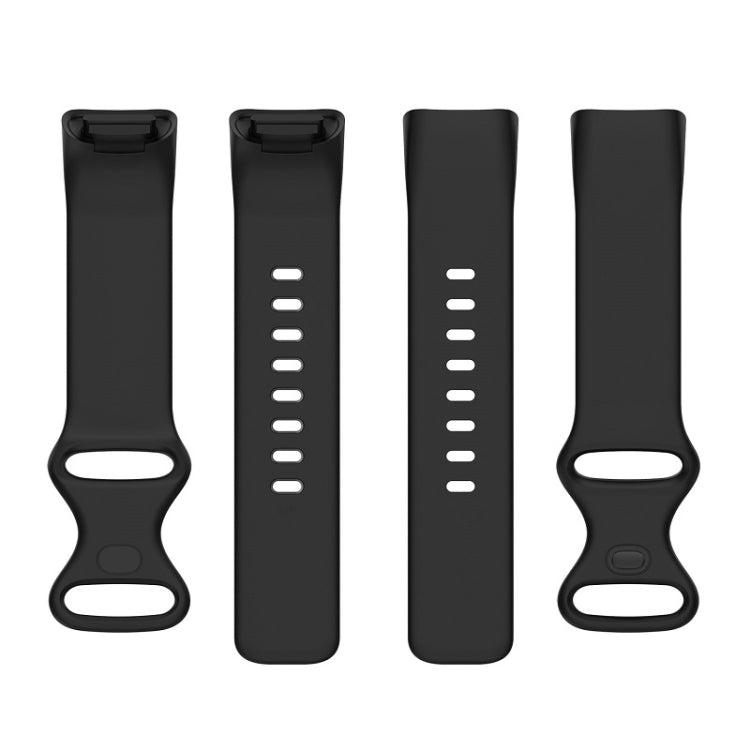 For Fitbit Charge 6 Solid Color Butterfly Buckle Silicone Watch Band, Size:L Size(Black) - Watch Bands by PMC Jewellery | Online Shopping South Africa | PMC Jewellery | Buy Now Pay Later Mobicred