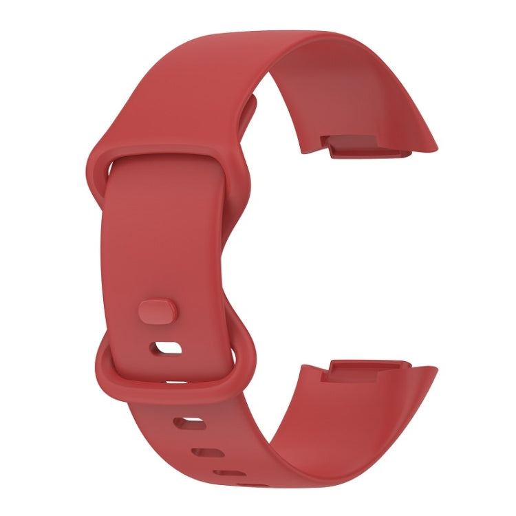 For Fitbit Charge 6 Solid Color Butterfly Buckle Silicone Watch Band, Size:L Size(Red) - Watch Bands by PMC TechLife | Online Shopping South Africa | PMC TechLife | Buy Now Pay Later Mobicred