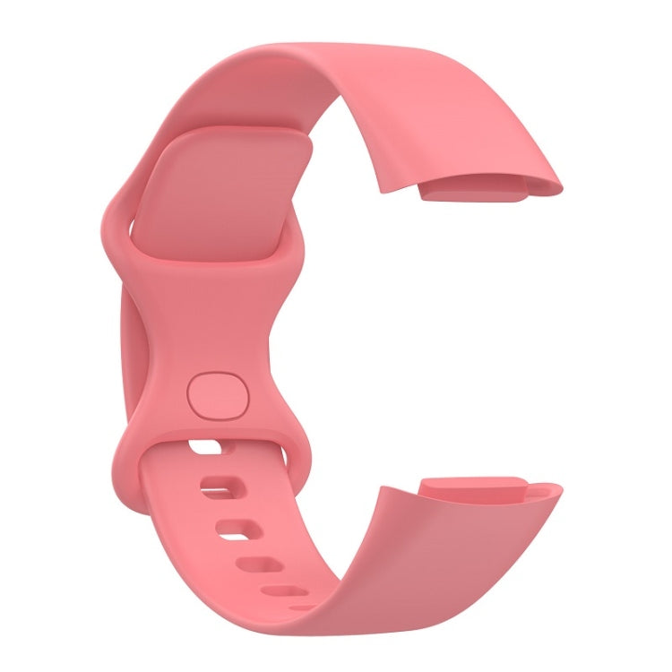 For Fitbit Charge 6 Solid Color Butterfly Buckle Silicone Watch Band, Size:L Size(Pink) - Watch Bands by PMC TechLife | Online Shopping South Africa | PMC TechLife | Buy Now Pay Later Mobicred