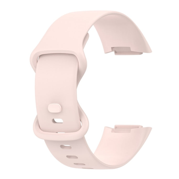 For Fitbit Charge 6 Solid Color Butterfly Buckle Silicone Watch Band, Size:L Size(Light Pink) - Watch Bands by PMC TechLife | Online Shopping South Africa | PMC TechLife | Buy Now Pay Later Mobicred