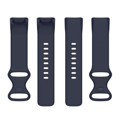 For Fitbit Charge 6 Solid Color Butterfly Buckle Silicone Watch Band, Size:L Size(Dark Blue) - Watch Bands by PMC Jewellery | Online Shopping South Africa | PMC Jewellery | Buy Now Pay Later Mobicred