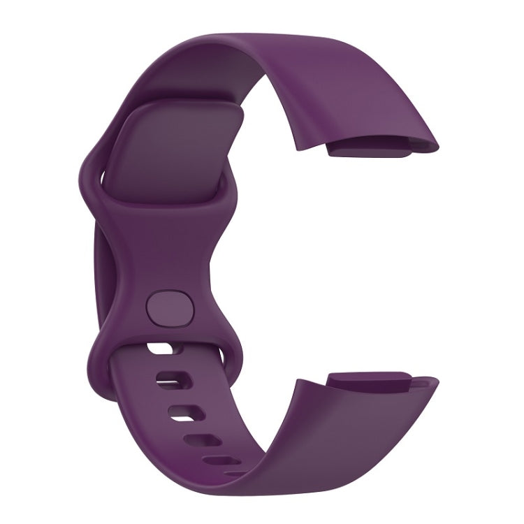 For Fitbit Charge 6 Solid Color Butterfly Buckle Silicone Watch Band, Size:S Size(Dark Purple) - Watch Bands by PMC Jewellery | Online Shopping South Africa | PMC Jewellery | Buy Now Pay Later Mobicred