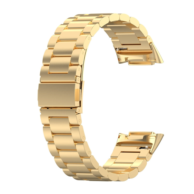 For Fitbit Charge 6 Three Beads Stainless Steel Metal Watch Band(Gold) - Watch Bands by PMC TechLife | Online Shopping South Africa | PMC TechLife | Buy Now Pay Later Mobicred