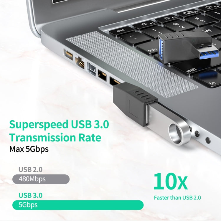 ENKAY USB 3.0 Adapter 90 Degree Angle Male to Female Combo Coupler Extender Connector, Angle:Horizontal Left + Right - USB 3.0 by ENKAY | Online Shopping South Africa | PMC Jewellery