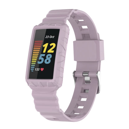 For Fitbit Charge 6 / 5 / 4 / 3 Armor Integrated TPU Watch Band(Light Purple) - Watch Bands by PMC Jewellery | Online Shopping South Africa | PMC Jewellery | Buy Now Pay Later Mobicred