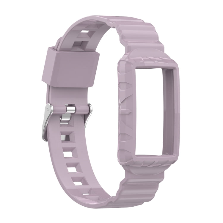 For Fitbit Charge 6 / 5 / 4 / 3 Armor Integrated TPU Watch Band(Light Purple) - Watch Bands by PMC Jewellery | Online Shopping South Africa | PMC Jewellery | Buy Now Pay Later Mobicred