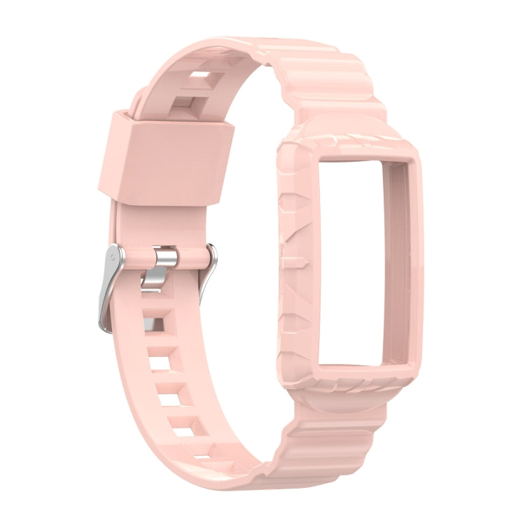 For Fitbit Charge 6 / 5 / 4 / 3 Armor Integrated TPU Watch Band(Light Pink) - Watch Bands by PMC Jewellery | Online Shopping South Africa | PMC Jewellery | Buy Now Pay Later Mobicred