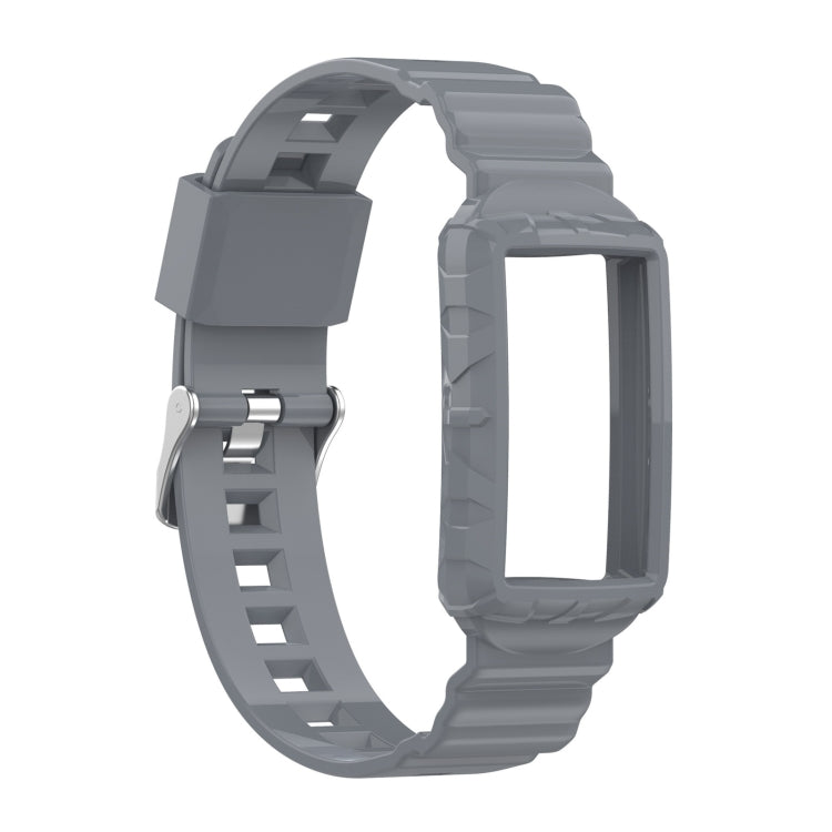 For Fitbit Charge 6 / 5 / 4 / 3 Armor Integrated TPU Watch Band(Gray) - Watch Bands by PMC Jewellery | Online Shopping South Africa | PMC Jewellery | Buy Now Pay Later Mobicred