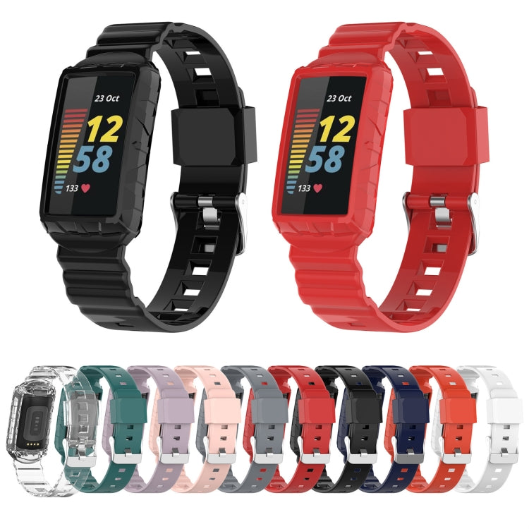For Fitbit Charge 6 / 5 / 4 / 3 Armor Integrated TPU Watch Band(Pine Green) - Watch Bands by PMC TechLife | Online Shopping South Africa | PMC TechLife | Buy Now Pay Later Mobicred