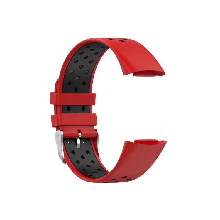 For Fitbit Charge 6 Dual Color Breathable Silicone Watch Band(Red+Black) - Watch Bands by PMC TechLife | Online Shopping South Africa | PMC TechLife | Buy Now Pay Later Mobicred
