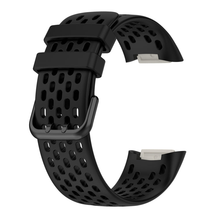 For Fitbit Charge 6 Solid Color Breathable Sports Silicone Watch Band(Black) - Watch Bands by PMC TechLife | Online Shopping South Africa | PMC TechLife | Buy Now Pay Later Mobicred