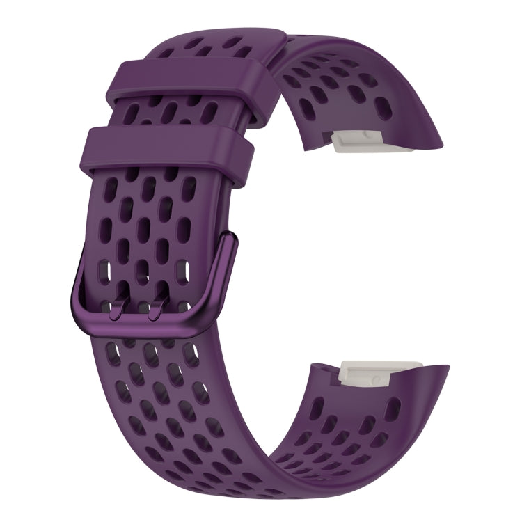 For Fitbit Charge 6 Solid Color Breathable Sports Silicone Watch Band(Dark Purple) - Watch Bands by PMC TechLife | Online Shopping South Africa | PMC TechLife | Buy Now Pay Later Mobicred