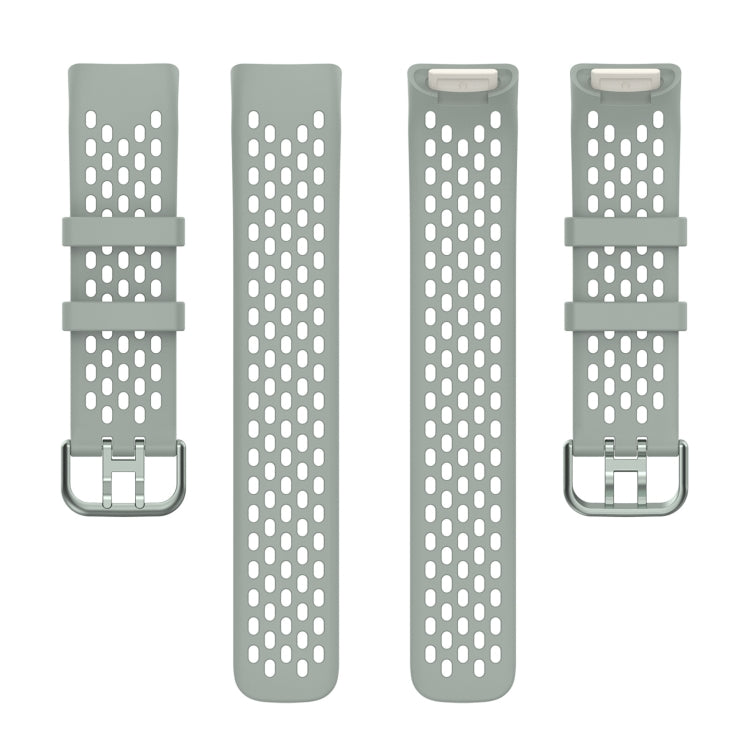 For Fitbit Charge 5 Solid Color Breathable Sports Silicone Watch Band(Gray) - Watch Bands by PMC TechLife | Online Shopping South Africa | PMC TechLife | Buy Now Pay Later Mobicred