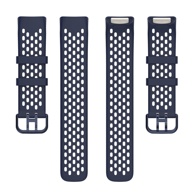 For Fitbit Charge 5 Solid Color Breathable Sports Silicone Watch Band(Dark Blue) - Watch Bands by PMC TechLife | Online Shopping South Africa | PMC TechLife | Buy Now Pay Later Mobicred