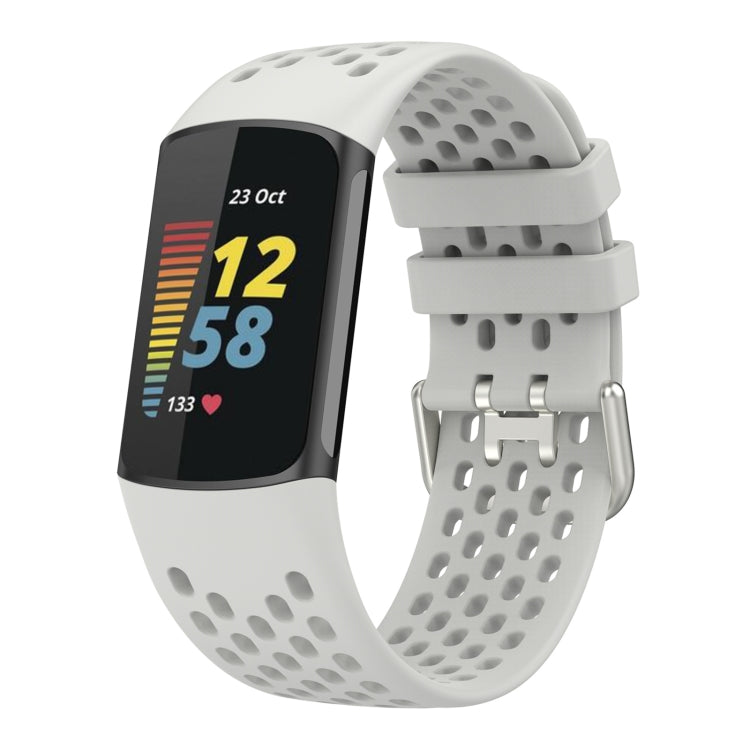 For Fitbit Charge 5 Solid Color Breathable Sports Silicone Watch Band(Starlight Color) - Watch Bands by PMC TechLife | Online Shopping South Africa | PMC TechLife | Buy Now Pay Later Mobicred