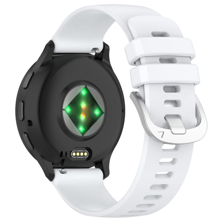For Garmin Vivoactive 4S Liquid Glossy Silver Buckle Silicone Watch Band(White) - free shipping - PMC TechLife - Order now!