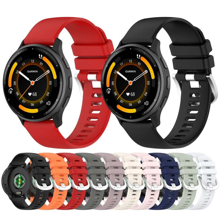 For Garmin Vivoactive 4S Liquid Glossy Silver Buckle Silicone Watch Band(Red) - free shipping - PMC TechLife - Order now!