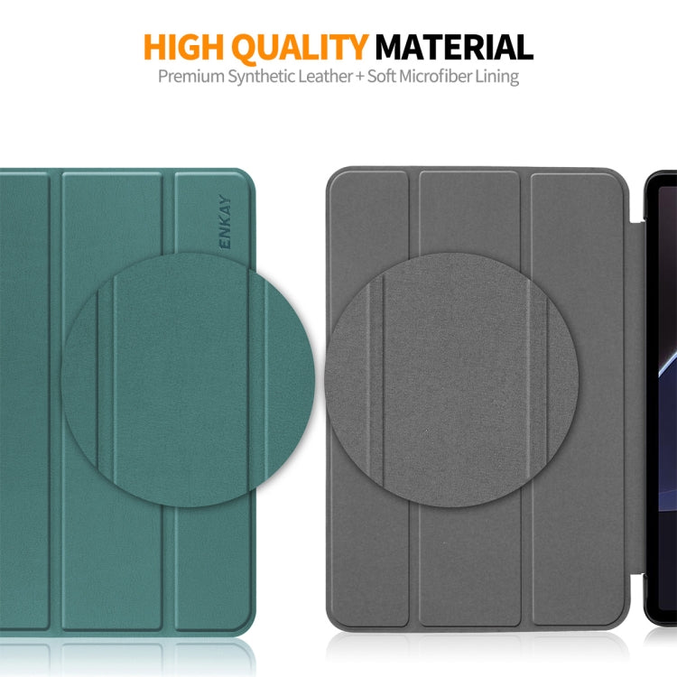 For Samsung Galaxy Tab A9+ 11.0 ENKAY Tri-fold Custer Texture Leather Smart Tablet Case(White) - free shipping - PMc TechLife - Order now!