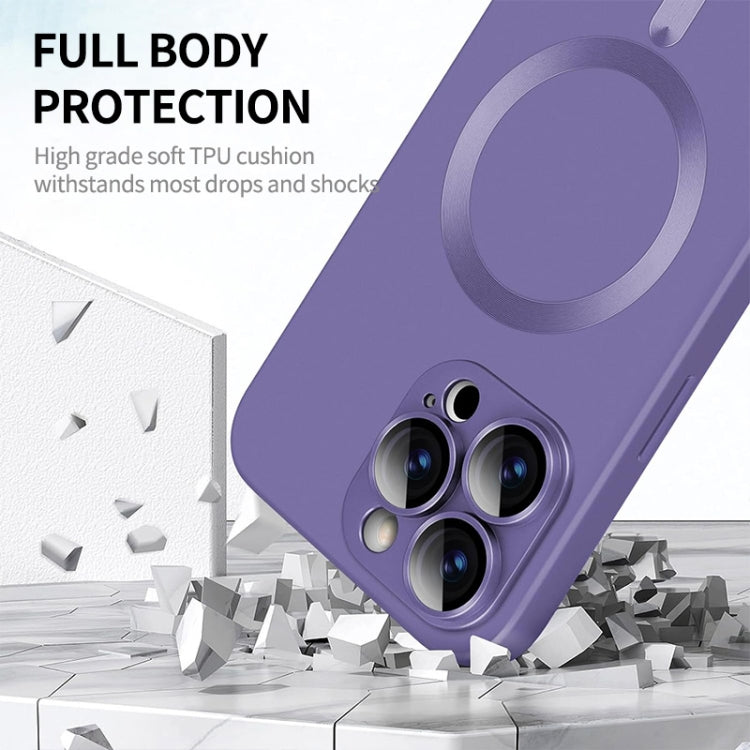 For iPhone 14 Pro ENKAY MagSafe Matte TPU Phone Case with Lens Film(Purple) - iPhone 14 Pro Cases by ENKAY | Online Shopping South Africa | PMC Jewellery