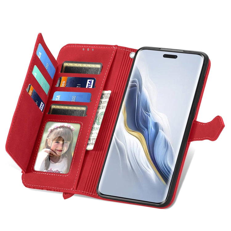 For Honor Magic6 Pro Embossed Flower Zipper Leather Phone Case(Red) - Honor Cases by PMC Jewellery | Online Shopping South Africa | PMC Jewellery | Buy Now Pay Later Mobicred