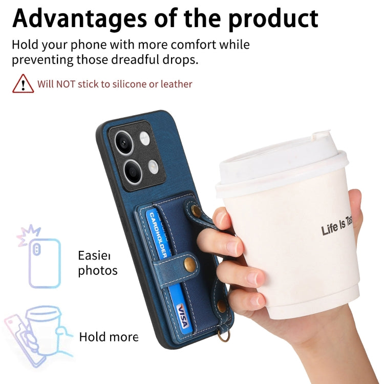 For Xiaomi Redmi Note 13 Retro Cross Wristband Wallet Leather Back Phone Case(Blue) - Xiaomi Cases by PMC TechLife | Online Shopping South Africa | PMC TechLife | Buy Now Pay Later Mobicred